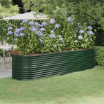 vidaXL Lit surélevé de jardin Acier enduit de poudre 296x80x68 cm Vert