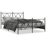 vidaXL Cadre de lit métal avec tête de lit/pied de lit noir 137x190 cm
