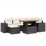 vidaXL Salon de jardin 7 Pièces avec coussins noir résine tressée