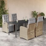 vidaXL Ensemble à manger de jardin avec coussins 5Pièces Beige poly rotin