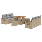 Ensemble de 9 Pièces de Canapés de Jardin avec Coussins Beige Poly Rattan Acacia