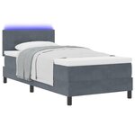Lit boxspring vidaXL avec matelas et LED gris foncé 90x200 cm en velours