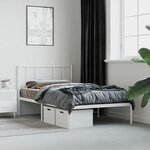 vidaXL Cadre de lit métal sans matelas avec tête de lit blanc 75x190cm