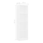 vidaXL Bibliothèque à 4 niveaux Blanc 40x24x142 cm Bois d'ingénierie