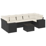 vidaXL Salon de jardin 8 Pièces avec coussins noir résine tressée