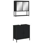 vidaXL Ensemble de meubles salle de bain 2 Pièces noir bois d'ingénierie