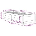 vidaXL Lit de jour sans matelas cire marron 90x200 cm bois pin massif