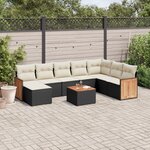 vidaXL Salon de jardin 9 Pièces avec coussins noir résine tressée