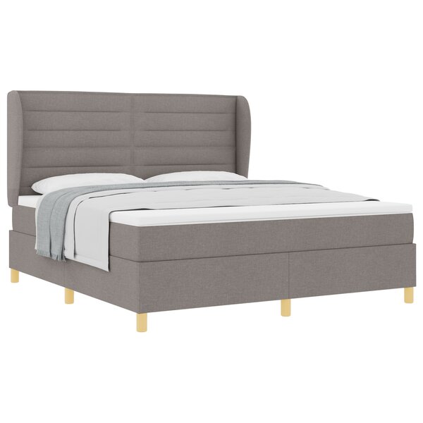 Lit à sommier box spring vidaXL avec matelas taupe 180x200 cm en tissu