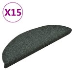 vidaXL Tapis d'escalier autocollants 15 Pièces Vert 56x17x3 cm Aiguilleté