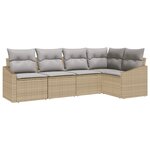 vidaXL Ensemble de canapés de jardin 5 pièces avec coussins beige poly rattan