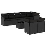 vidaXL Salon de jardin 9 Pièces avec coussins noir résine tressée