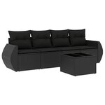 vidaXL Salon de jardin 5 Pièces avec coussins noir résine tressée