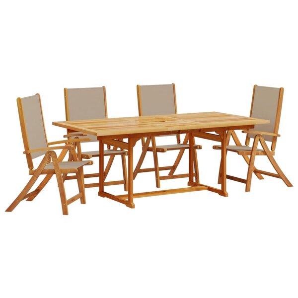 vidaXL Ensemble à manger de jardin 5Pièces bois d'acacia solide textilène