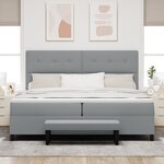 vidaXL Lit Box Spring avec Matelas & Banc Gris Clair 200x200 cm Tissu