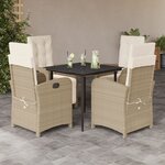 vidaXL Ensemble à manger de jardin avec coussins 5Pièces Beige poly rotin