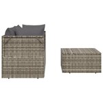 vidaXL Salon de jardin 3 Pièces avec coussins Gris Résine tressée