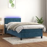 vidaXL Sommier à lattes de lit et matelas et LED Bleu foncé 90x200 cm