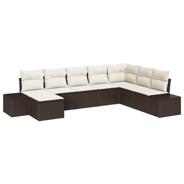 vidaXL Ensemble de canapé de jardin de 8 pièces avec coussins Marron Poly Rotin