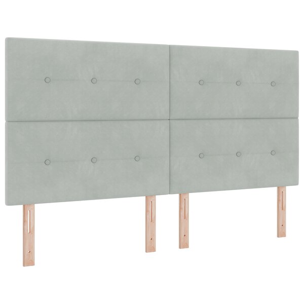 Lit Box Spring vidaXL avec Matelas Gris clair 180x200 cm Velours