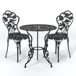 Ensemble de bistro jardin meuble extérieur terrasse 3 pièces aluminium coulé noir 02_0013513