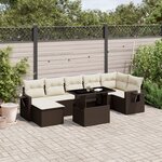 vidaXL Salon de jardin 8 Pièces avec coussins marron résine tressée