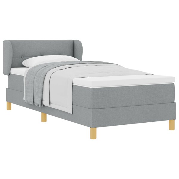 Lit box spring vidaXL avec matelas en gris clair  100x200 cm en tissu