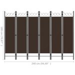 vidaXL Cloison de séparation 6 panneaux Marron 240x180 cm