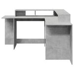 Bureau table poste de travail meuble d'ordinateur informatique étude et lumières LED 152 x 152 x 91 cm bois ingénierie gris 02_0023800