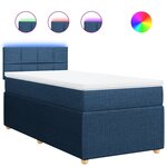 vidaXL Sommier à lattes de lit avec matelas Bleu 90x190 cm Tissu