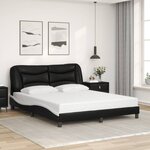 vidaXL Cadre de lit avec lumières LED noir blanc 160x200 cm similicuir