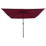 Parasol de jardin carré vidaXL avec LED 295x245 cm Bordeaux