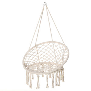 Chaise suspendue chaise hamac de voyage portable Ø 80 x 42H m macramé coton polyester beige