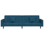 vidaXL Canapé-lit à 2 places avec deux oreillers bleu velours