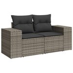 vidaXL Salon de jardin 4 Pièces avec coussins gris résine tressée