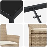 vidaXL Ensemble de Salle à Manger de Jardin 9 Pièces avec Coussins Beige Poly Rotin