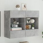 vidaXL Meuble TV mural avec lumières LED gris béton 78 5x30x60 5 cm