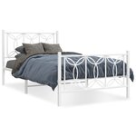 vidaXL Cadre de lit métal avec tête de lit/pied de lit blanc 100x190cm