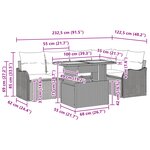 Ensemble de canapé de jardin 6 pièces avec coussins beige en poly rotin