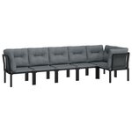 Salon de jardin meuble d'extérieur ensemble de mobilier 6 pièces résine tressée noir et gris 02_0017046