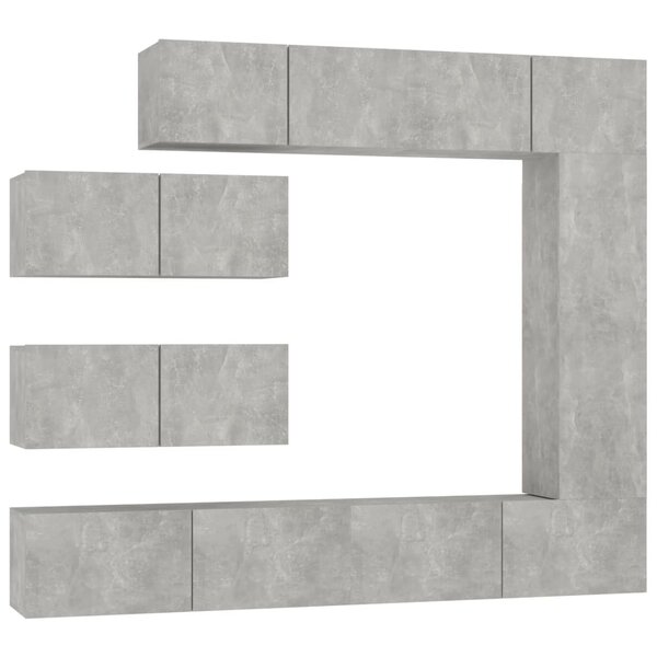 vidaXL Ensemble de meubles TV 7 Pièces Gris béton Bois d'ingénierie