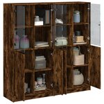 vidaXL Bibliothèque avec portes chêne fumé 136x37x142 cm