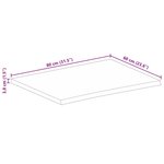 vidaXL Dessus de table 80x60x3 8 cm bord vif bois massif manguier brut