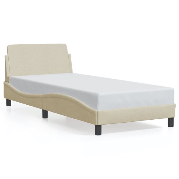 vidaXL Cadre de lit avec tête de lit sans matelas crème 90x200cm tissu