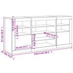 vidaXL Buffet avec lumières LED gris béton 142 5x37x67 cm