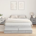 vidaXL Cadre de lit de rangement Gris Sonoma 135x190 cm