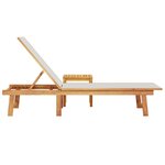vidaXL Chaise longue et table gris bois d'acacia solide et textilène