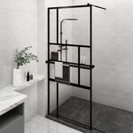 vidaXL Paroi de douche avec étagère Noir 100x195cm Verre ESG&Aluminium