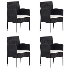 vidaXL Chaises de jardin coussins blanc crème 4Pièces noir résine tressée