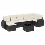 vidaXL Salon de jardin 8 Pièces avec coussins noir résine tressée